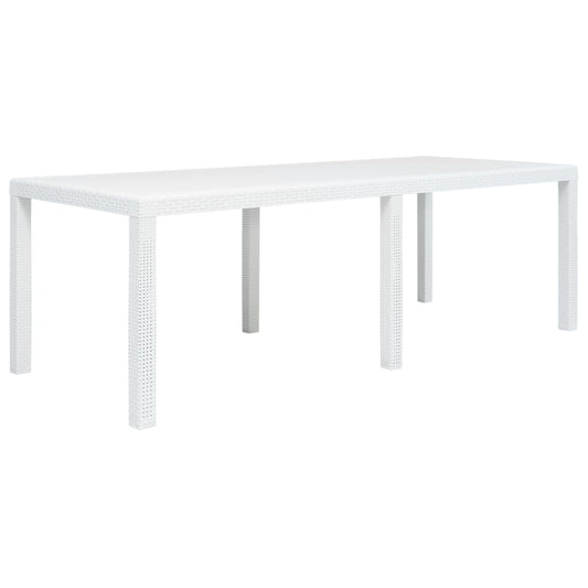 Tavolo da Giardino Bianco 220x90x72 cm in Plastica Stile Rattan - homemem39