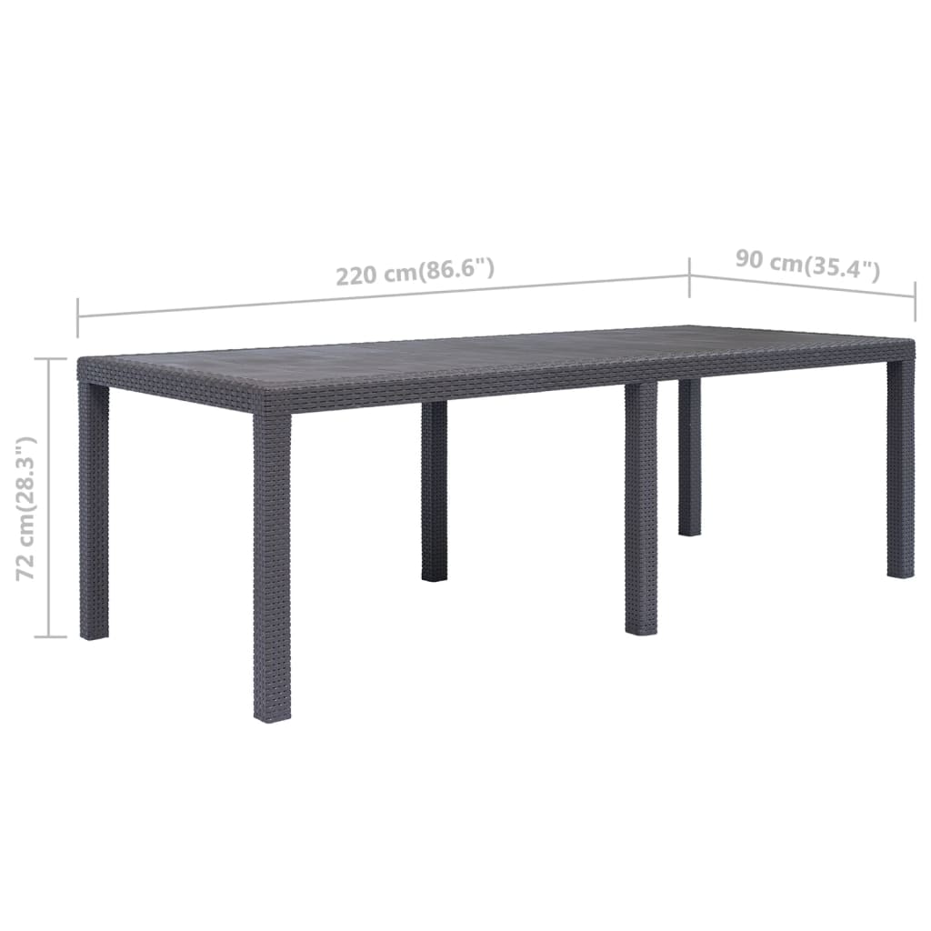 Tavolo da Giardino Marrone 220x90x72 cm Plastica Stile Rattan - homemem39