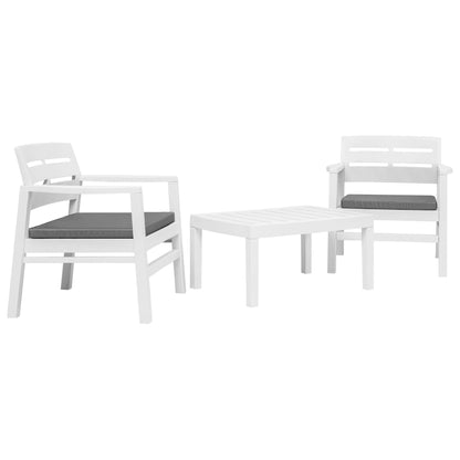 Set Salotto da Giardino 3 pz in Plastica Bianco - homemem39