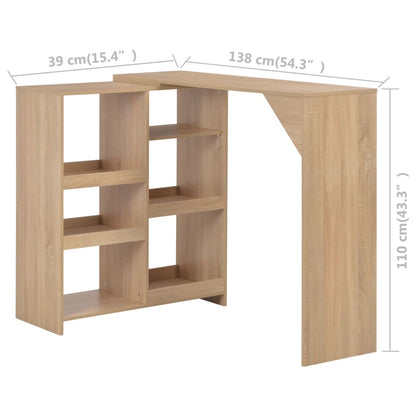 Tavolo da Bar con Scaffale Mobile Rovere 138x39x110 cm - homemem39