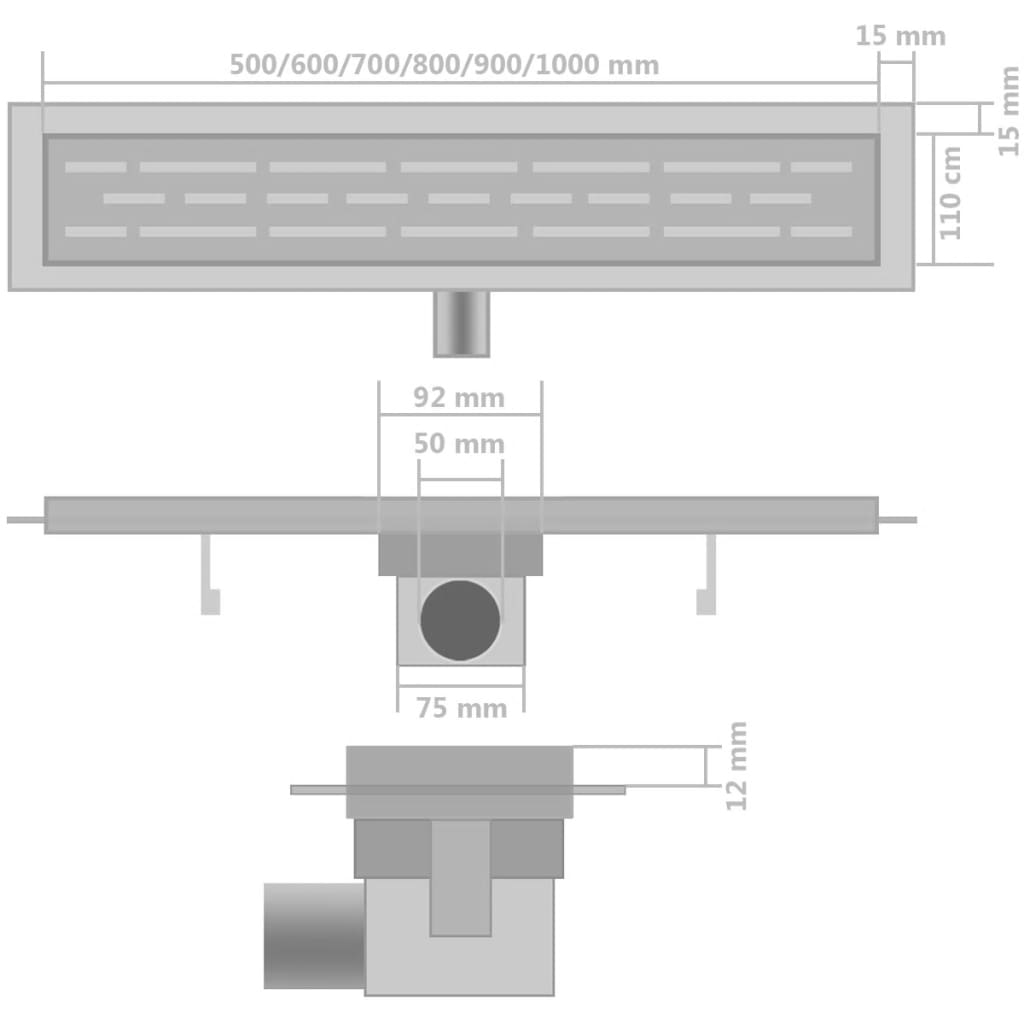 Scarico Doccia Lineare 2 pz 530x140 mm in Acciaio Inossidabile - homemem39