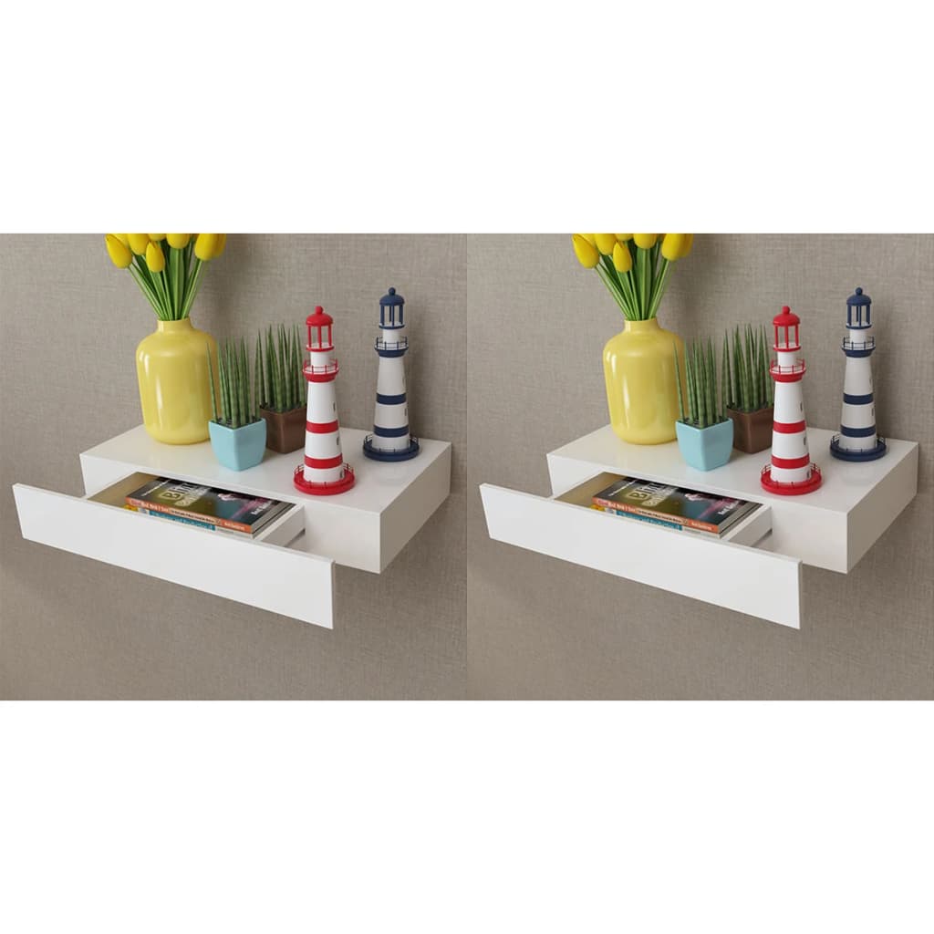 Mensole con Cassetti 2 pz Bianco 48 cm - homemem39