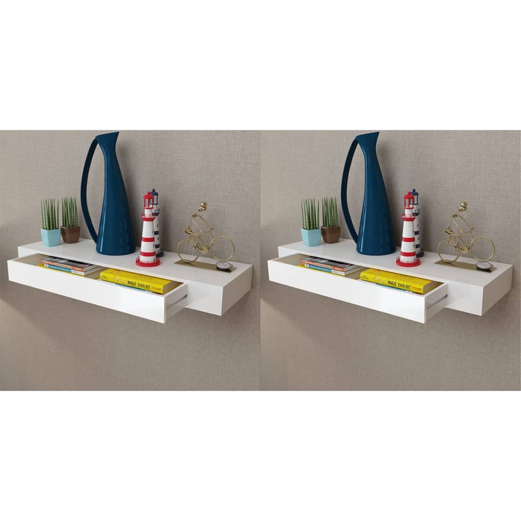 Mensole con Cassetti 2 pz Bianco 80 cm - homemem39