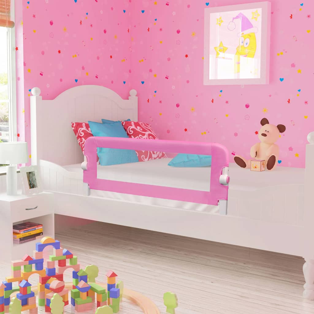 Sponde Letto di Sicurezza Bambini Rosa 120x42cm in Poliestere - homemem39