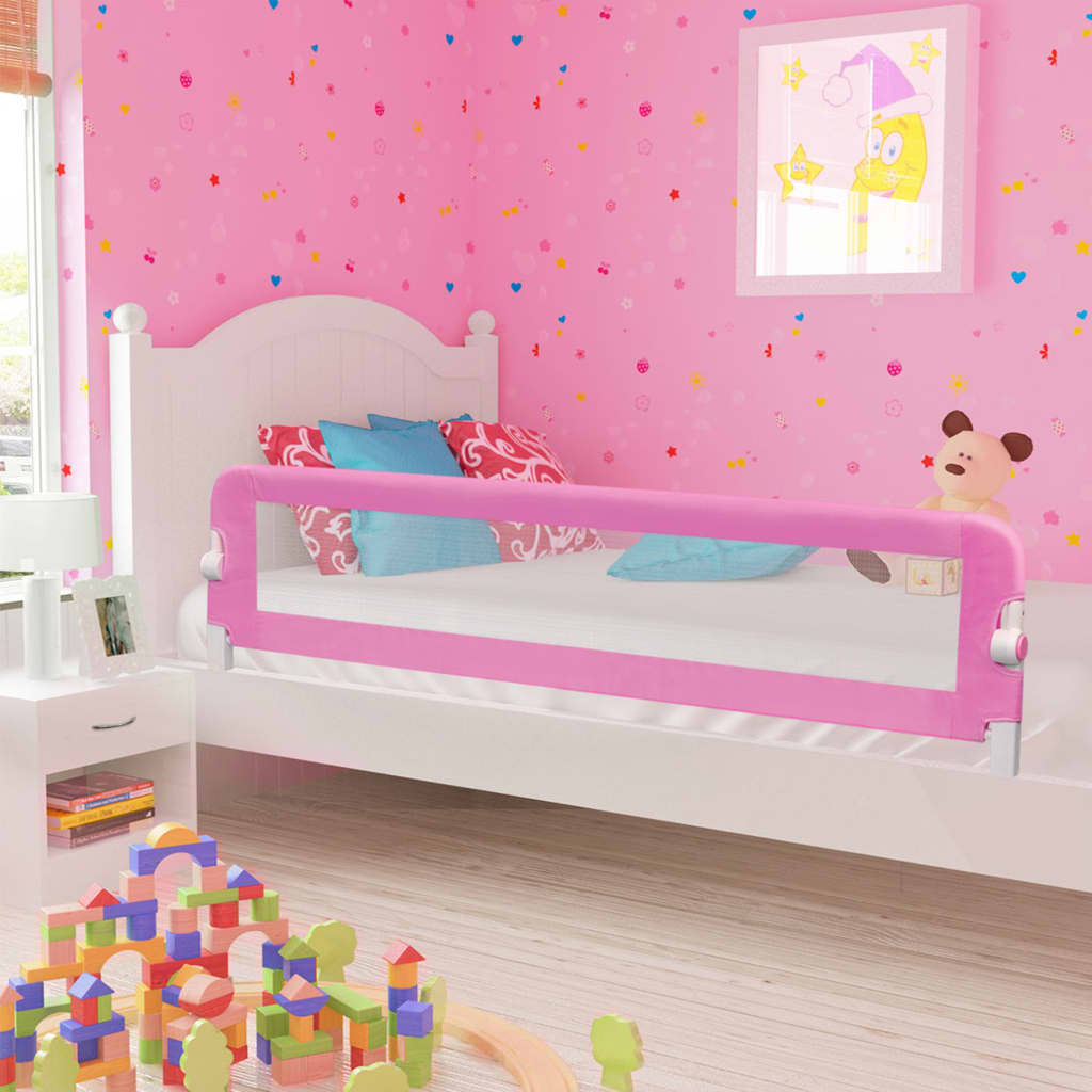 Sponde Letto di Sicurezza per Bambini Rosa 180x42cm Poliestere - homemem39