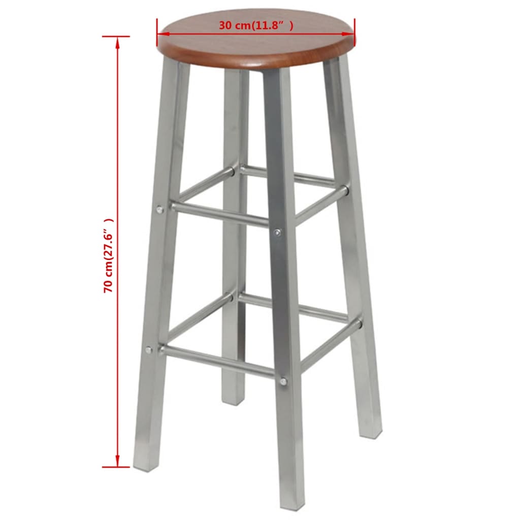 Set Sgabelli da Bar 2 pz in Metallo e Sedile in MDF - homemem39