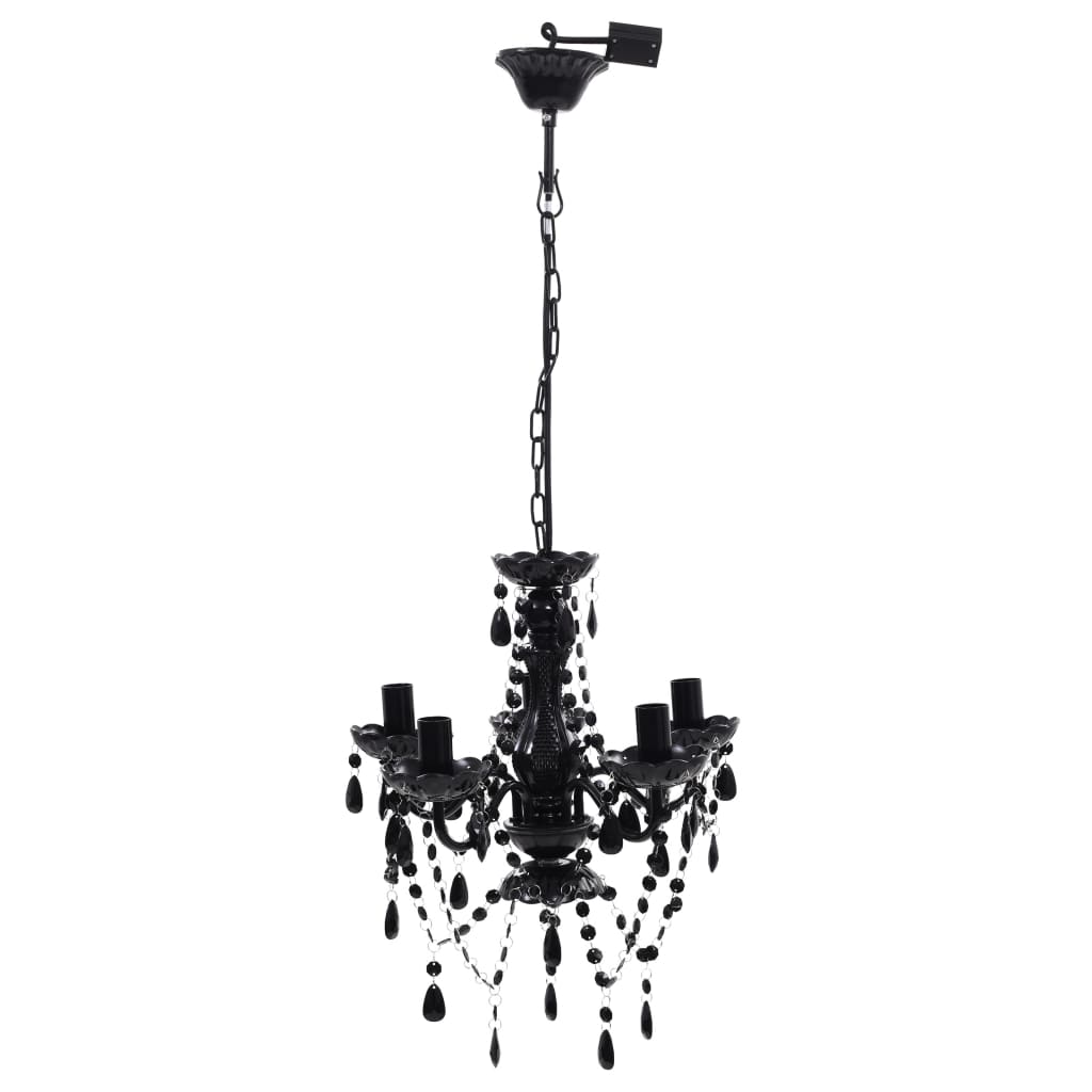 Lampadario in Cristallo con 5 Lampadine Nero - homemem39