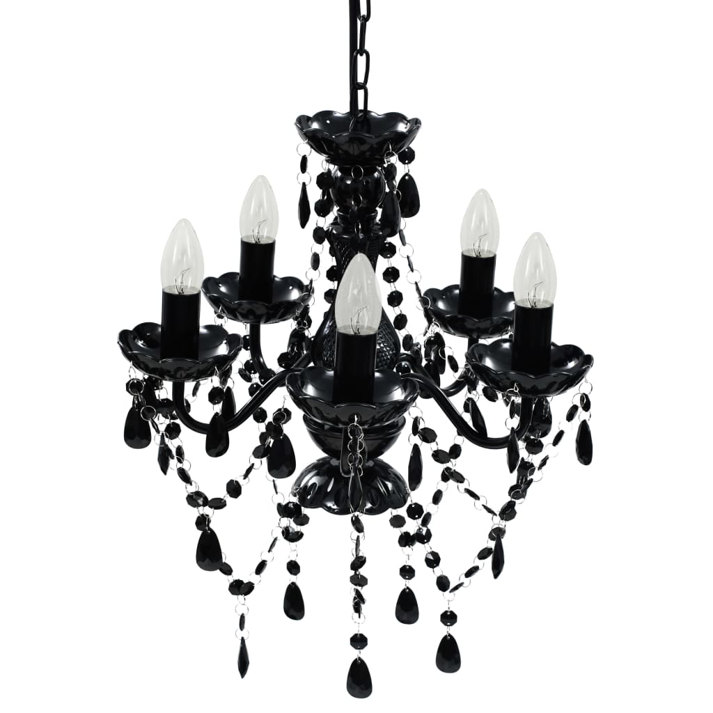 Lampadario in Cristallo con 5 Lampadine Nero - homemem39