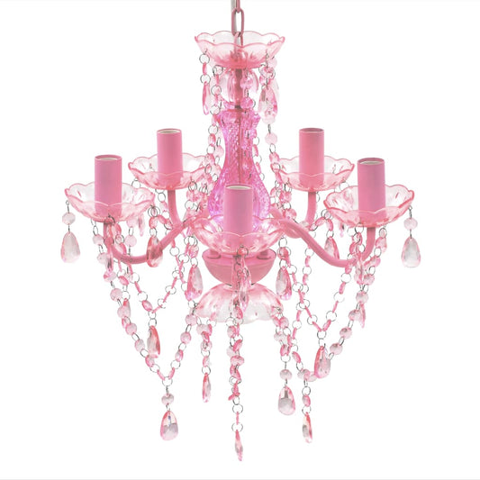 Lampadario in Cristallo con 5 Lampadine Rosa - homemem39