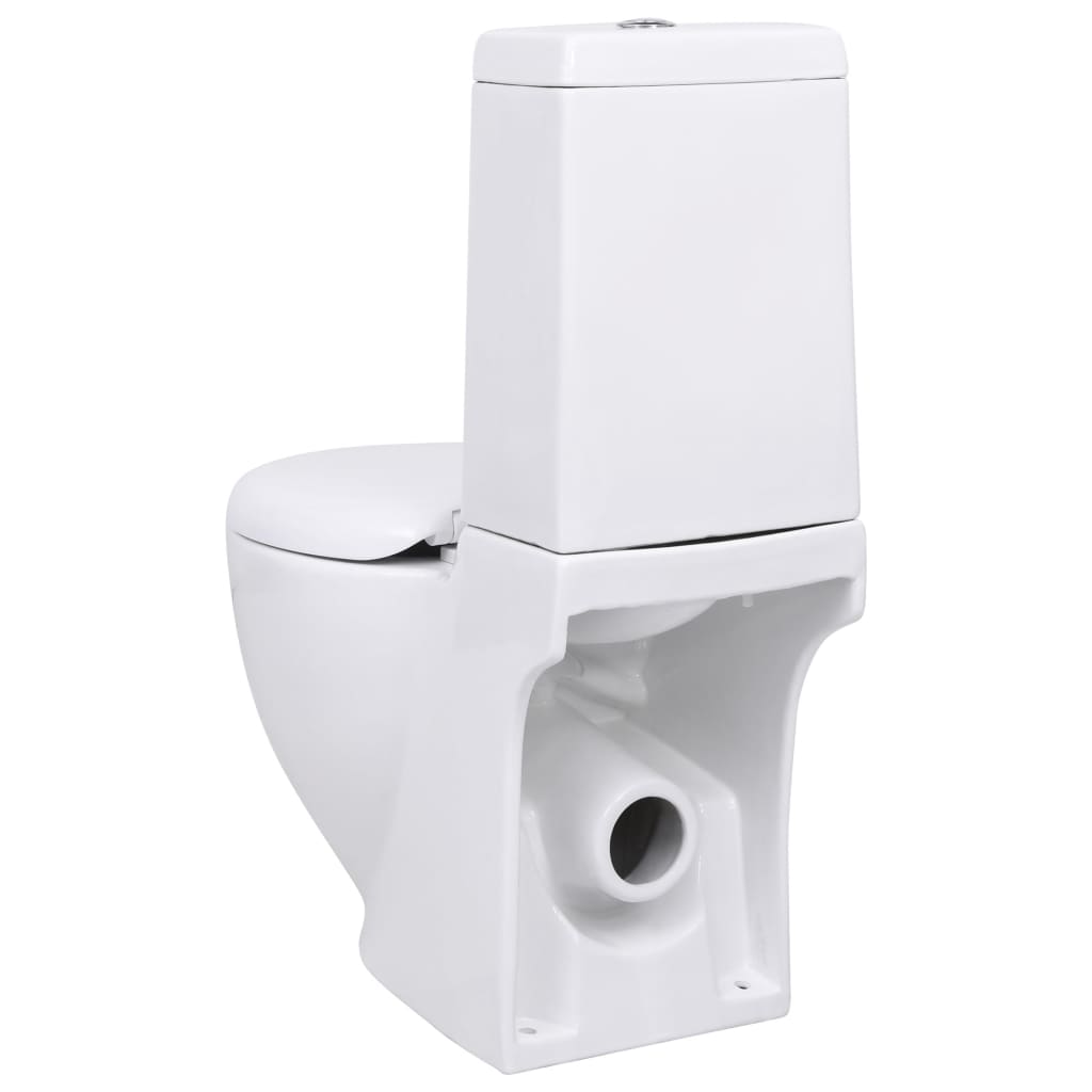 Vaso WC in Ceramica Base con Scarico Dietro Bianco - homemem39