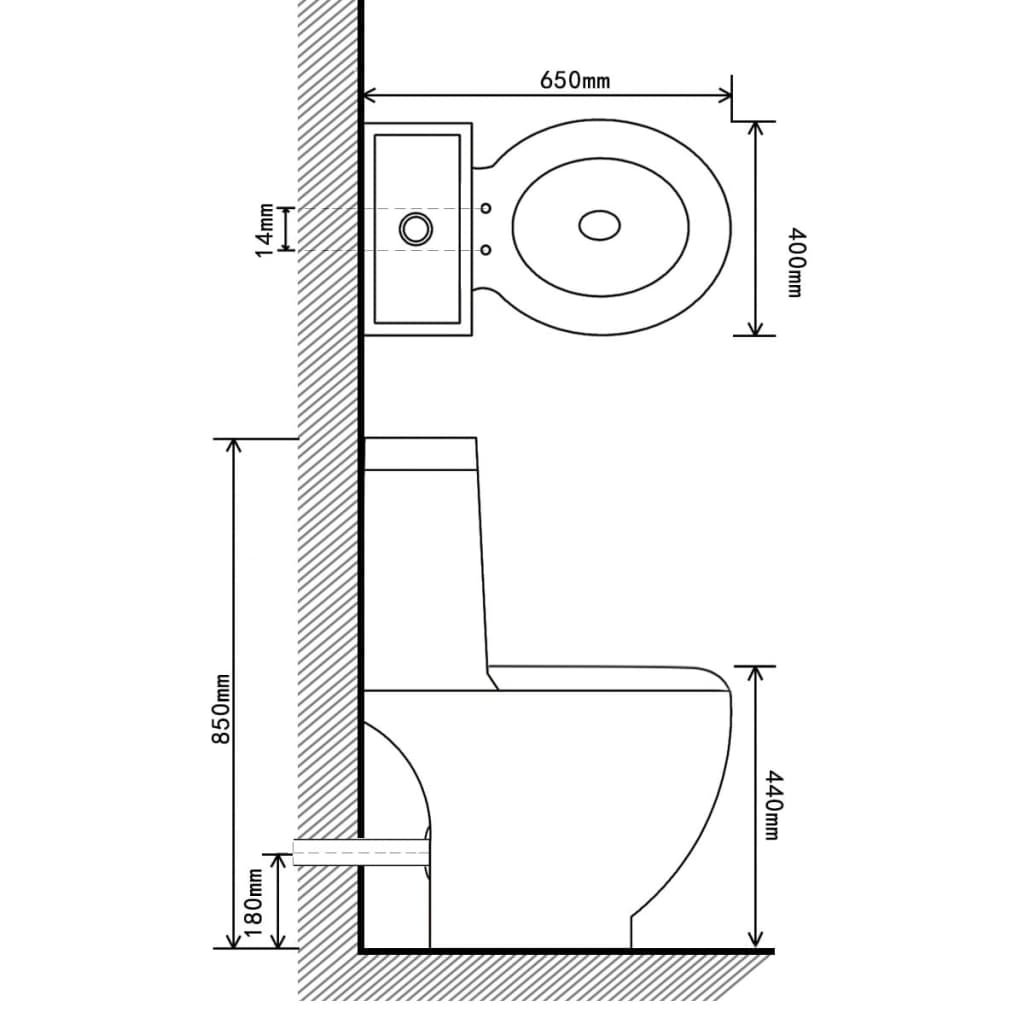 Vaso WC in Ceramica Base con Scarico Dietro Bianco - homemem39