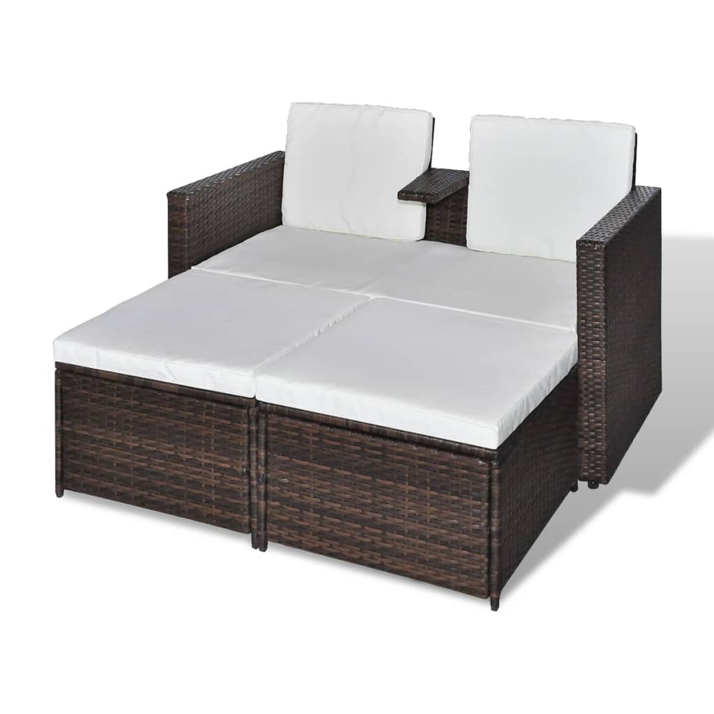 Set Divani da Giardino 4 pz con Cuscini in Polyrattan Marrone - homemem39