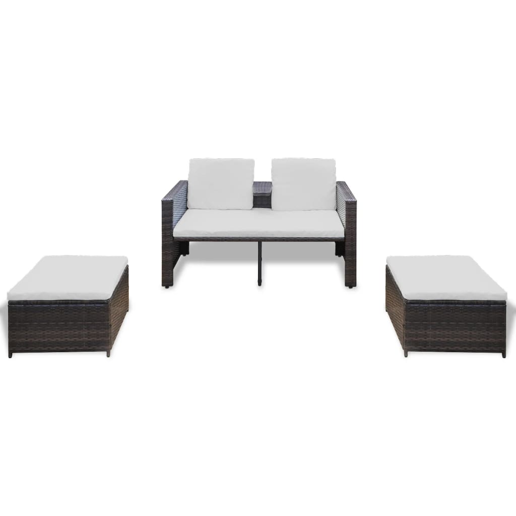 Set Divani da Giardino 4 pz con Cuscini in Polyrattan Marrone - homemem39