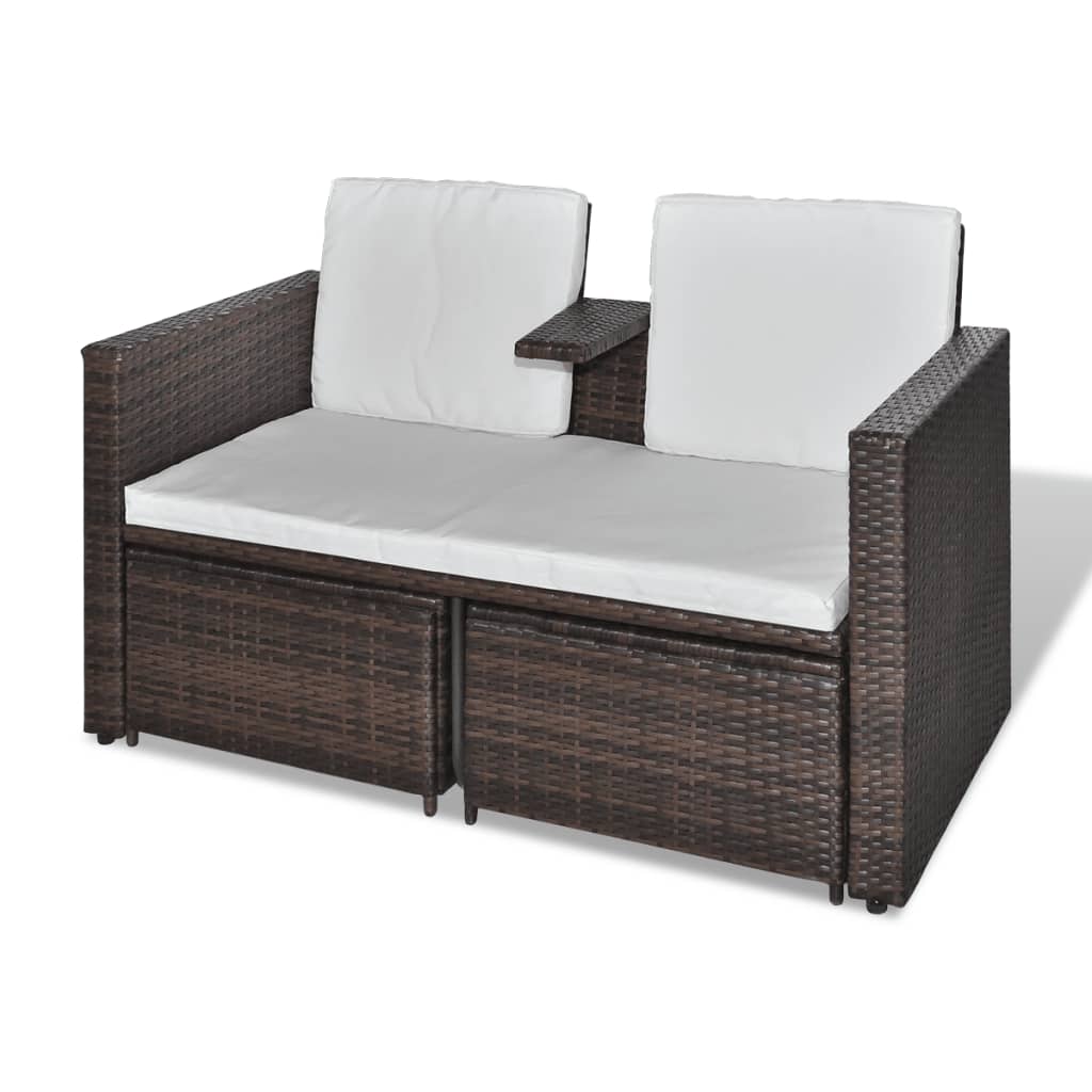 Set Divani da Giardino 4 pz con Cuscini in Polyrattan Marrone - homemem39