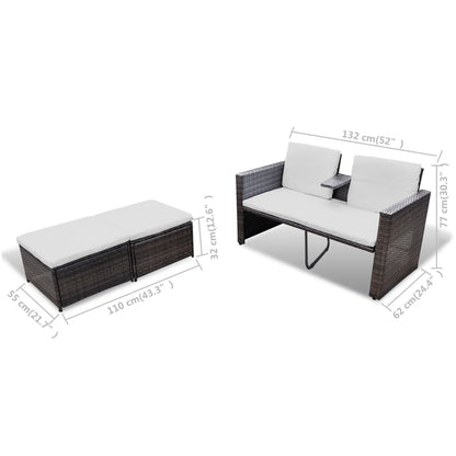 Set Divani da Giardino 4 pz con Cuscini in Polyrattan Marrone - homemem39