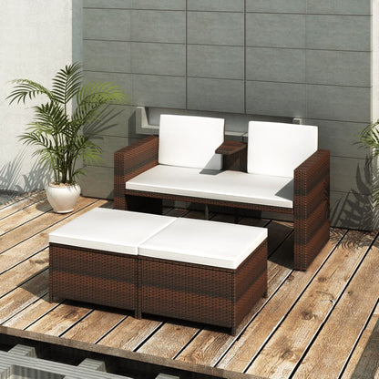 Set Divani da Giardino 4 pz con Cuscini in Polyrattan Marrone - homemem39