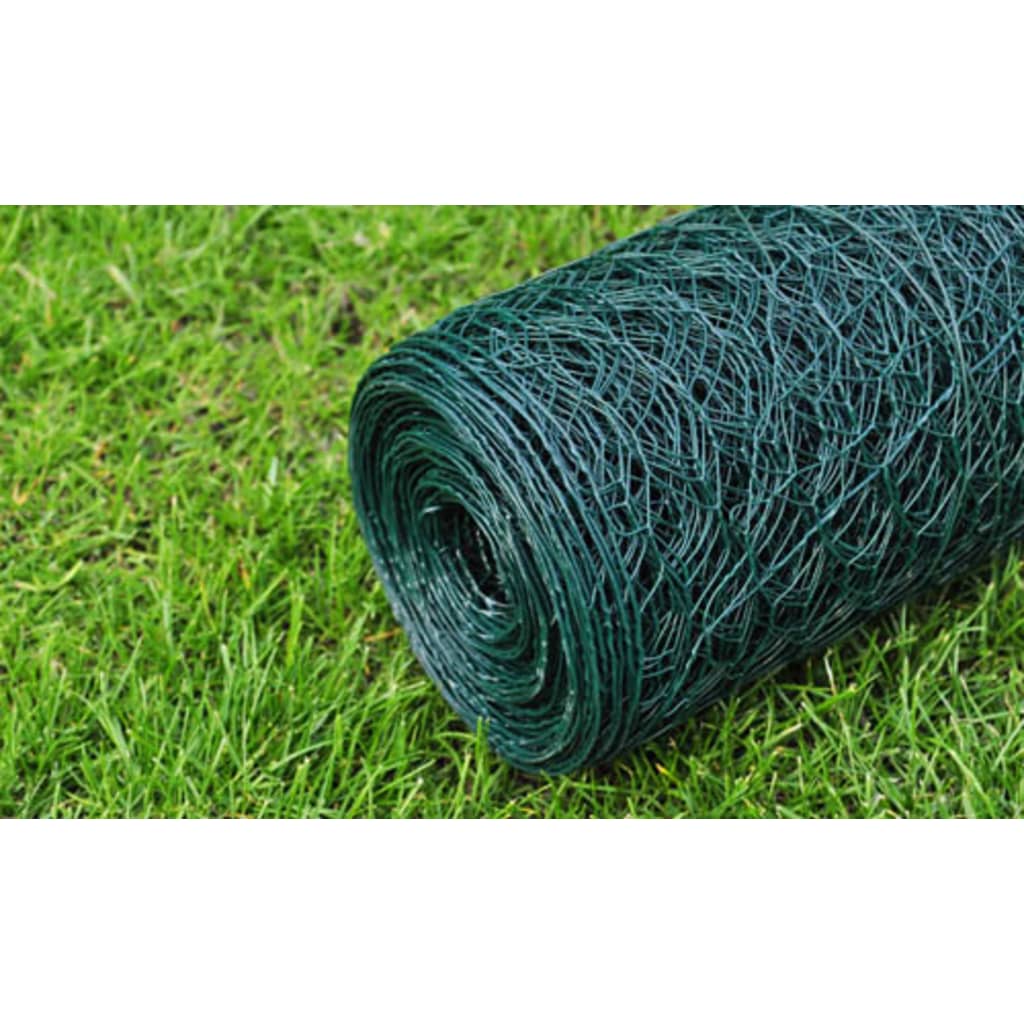 Recinzione in Rete per Pollaio Rivestita in PVC 25x0,5 m Verde - homemem39