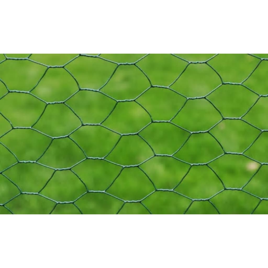 Recinzione in Rete per Pollaio Rivestita in PVC 25x0,5 m Verde - homemem39