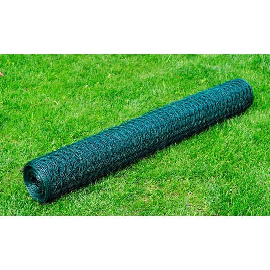 Recinzione in Rete per Pollaio Rivestita in PVC 25x0,5 m Verde - homemem39