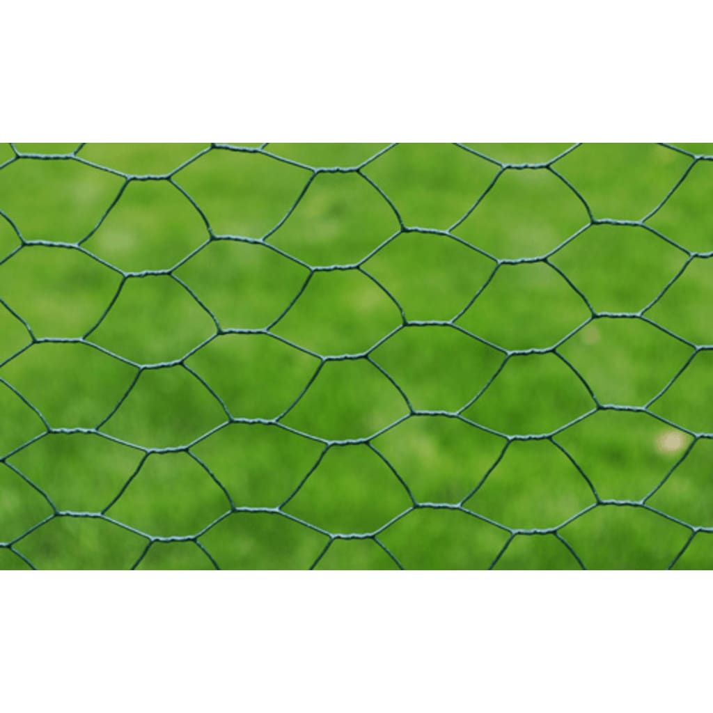 Recinzione in Rete per Pollaio Rivestita in PVC 25x0,5 m Verde - homemem39