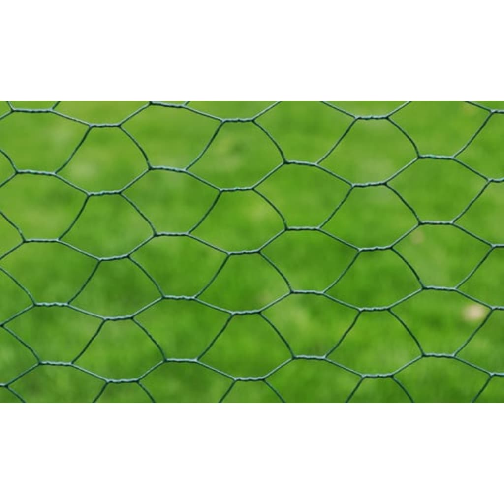 Recinzione in Rete per Pollaio Rivestita in PVC 25x1 m Verde - homemem39