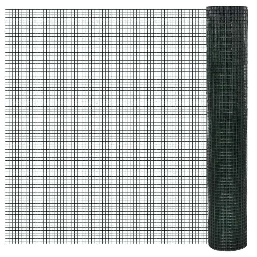 Recinzione in Rete per Pollaio Rivestita in PVC 10x1 m Verde - homemem39