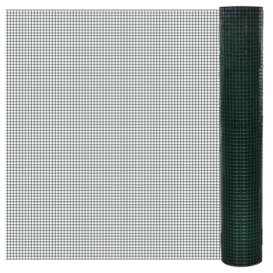 Recinzione in Rete per Pollaio Rivestita in PVC 10x1 m Verde - homemem39