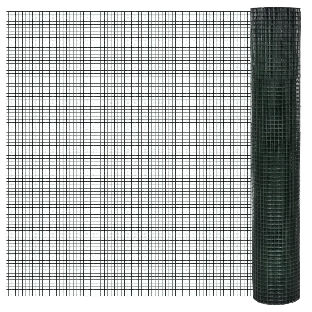 Recinzione in Rete per Pollaio Rivestita in PVC 10x1 m Verde - homemem39