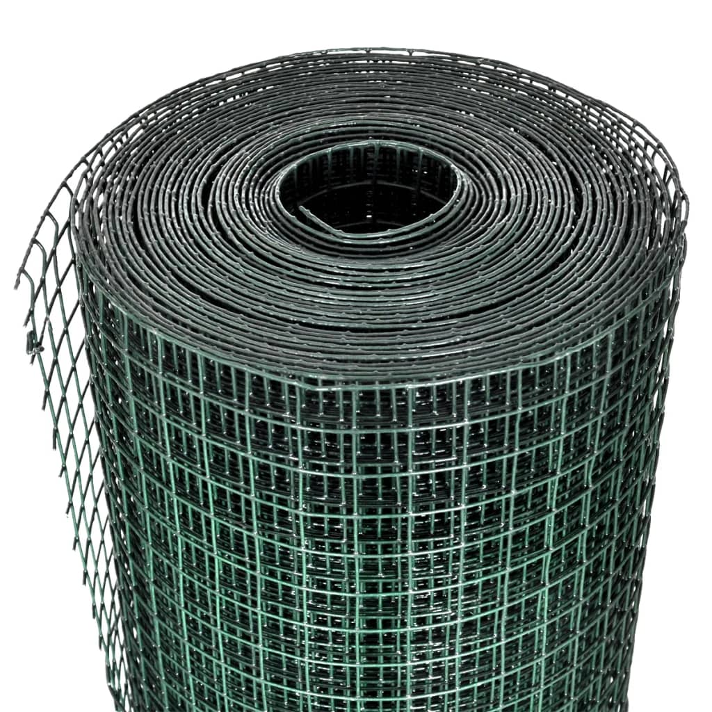 Recinzione in Rete per Pollaio Rivestita in PVC 10x1 m Verde - homemem39