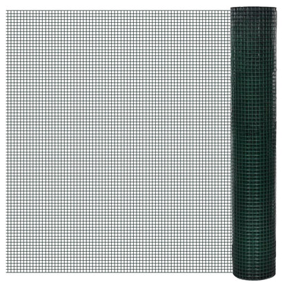 Recinzione in Rete per Pollaio Rivestita in PVC 25x1 m Verde - homemem39