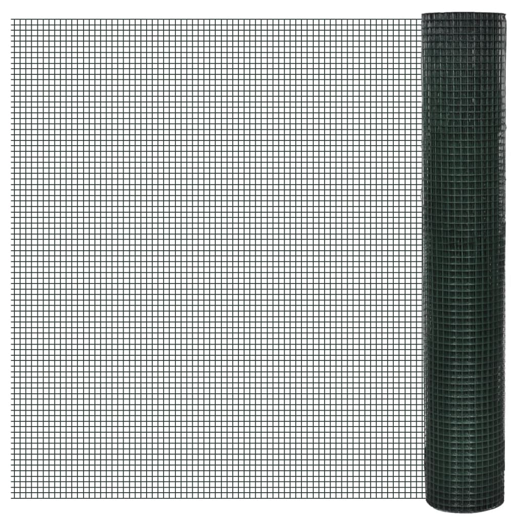 Recinzione in Rete per Pollaio Rivestita in PVC 25x1 m Verde - homemem39