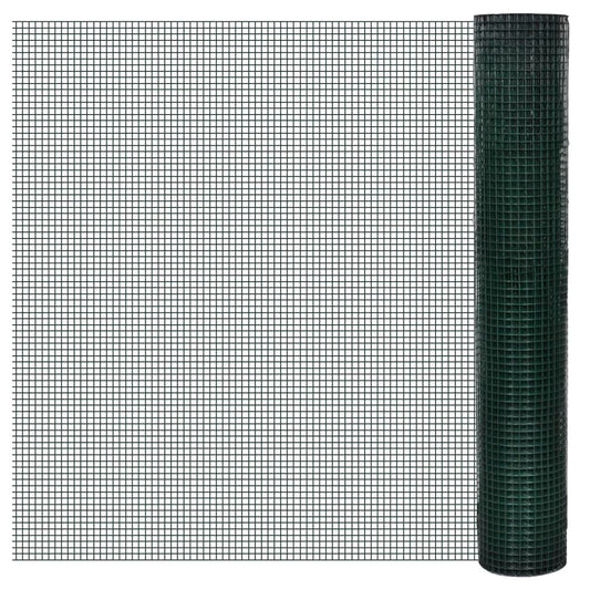 Recinzione in Rete per Pollaio Rivestita in PVC 25x1 m Verde - homemem39