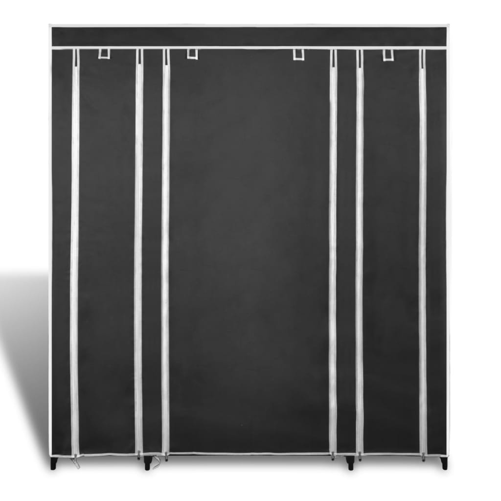 Armadio in Tessuto con Scomparti e Aste 45x150x176 cm Nero - homemem39