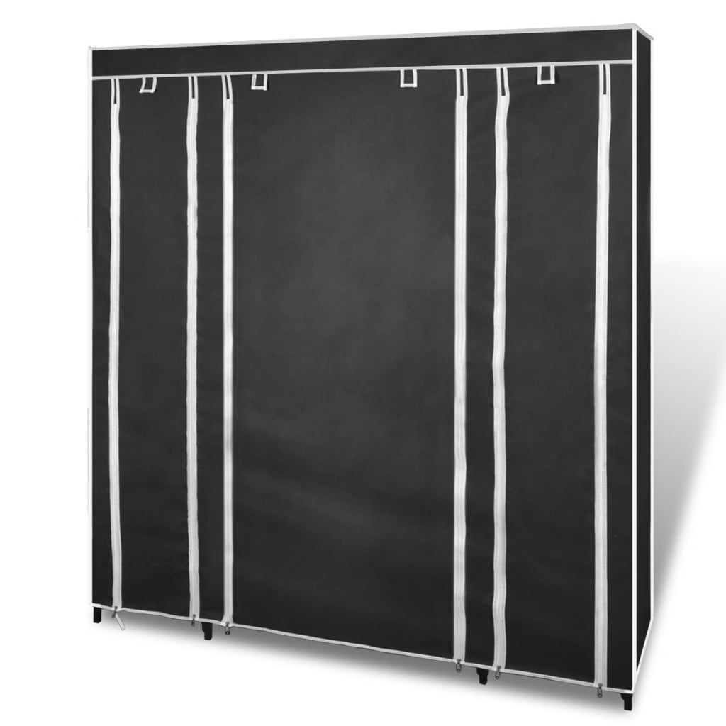 Armadio in Tessuto con Scomparti e Aste 45x150x176 cm Nero - homemem39