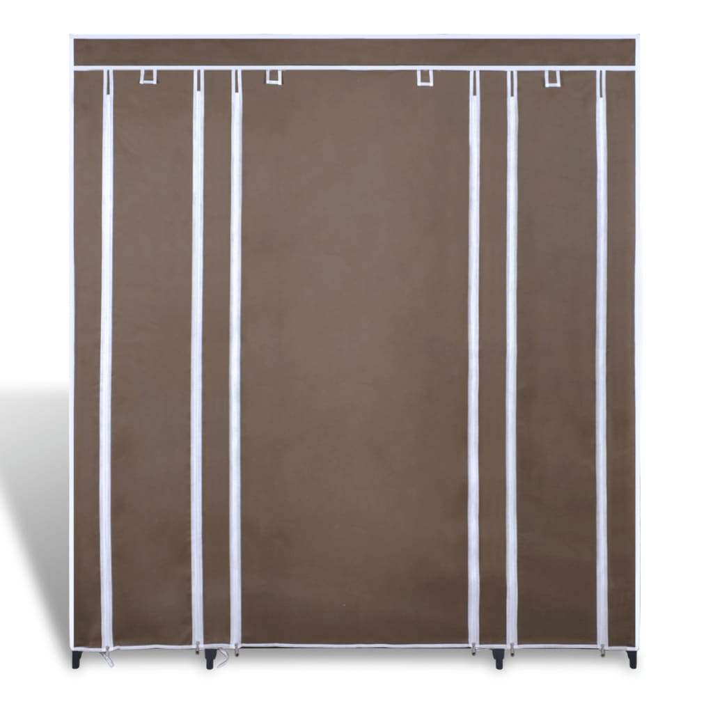 Armadio in Tessuto con Scomparti e Aste 45x150x176 cm Marrone - homemem39