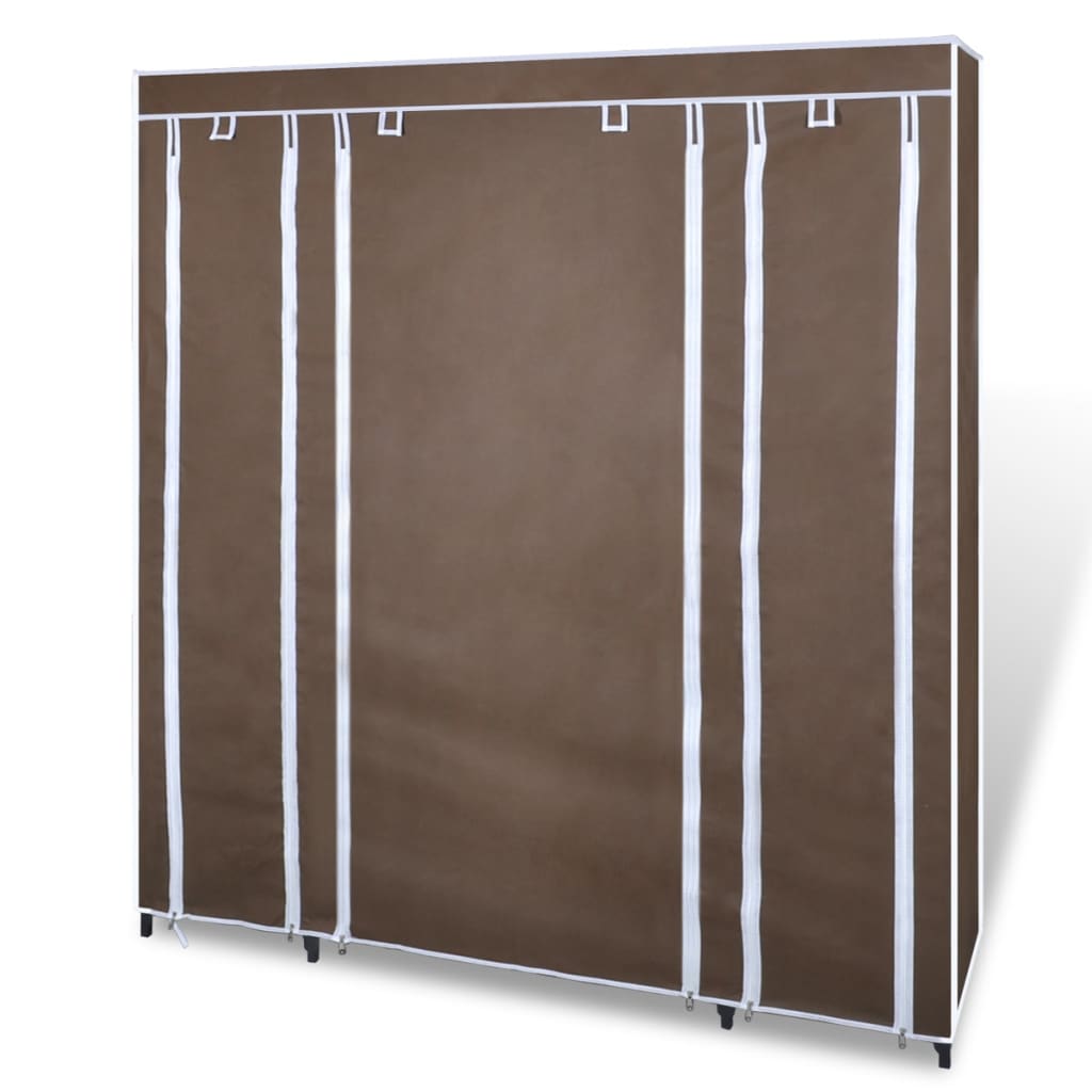 Armadio in Tessuto con Scomparti e Aste 45x150x176 cm Marrone - homemem39