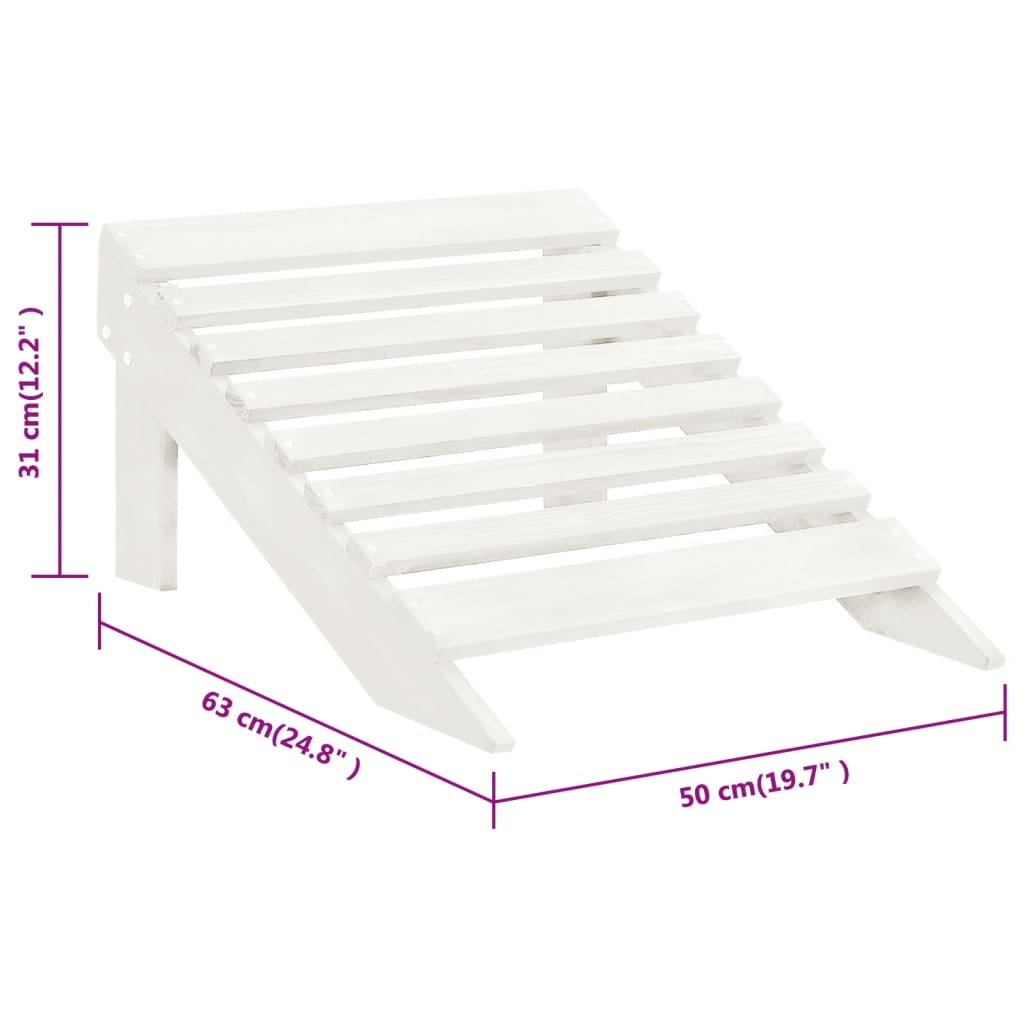 Sedia da Giardino con Poggiagambe in Legno Bianco - homemem39