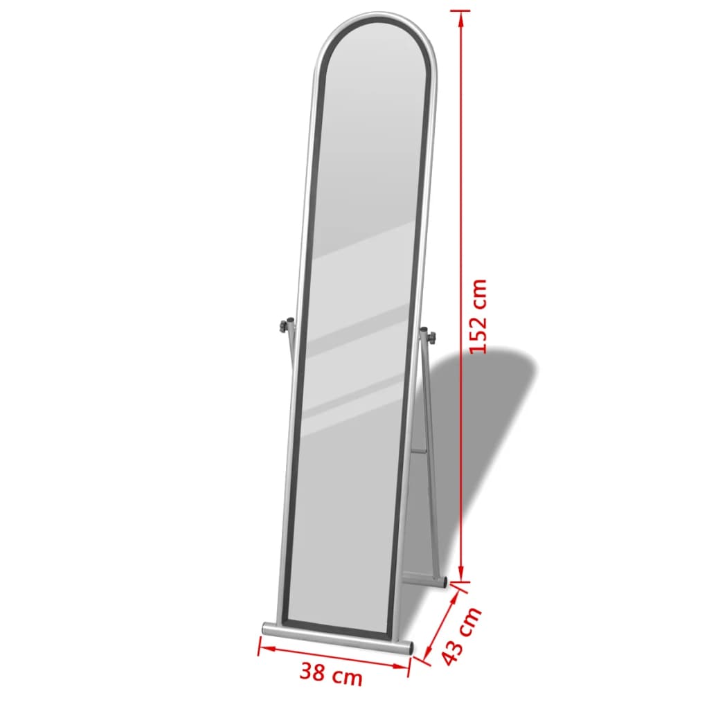 Specchio Autoportante a Figura Intera Rettangolare Grigio - homemem39