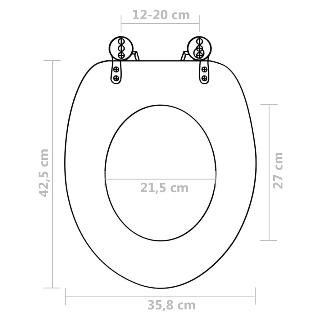 Sedile WC in MDF con Coperchio Design Semplice Nero - homemem39