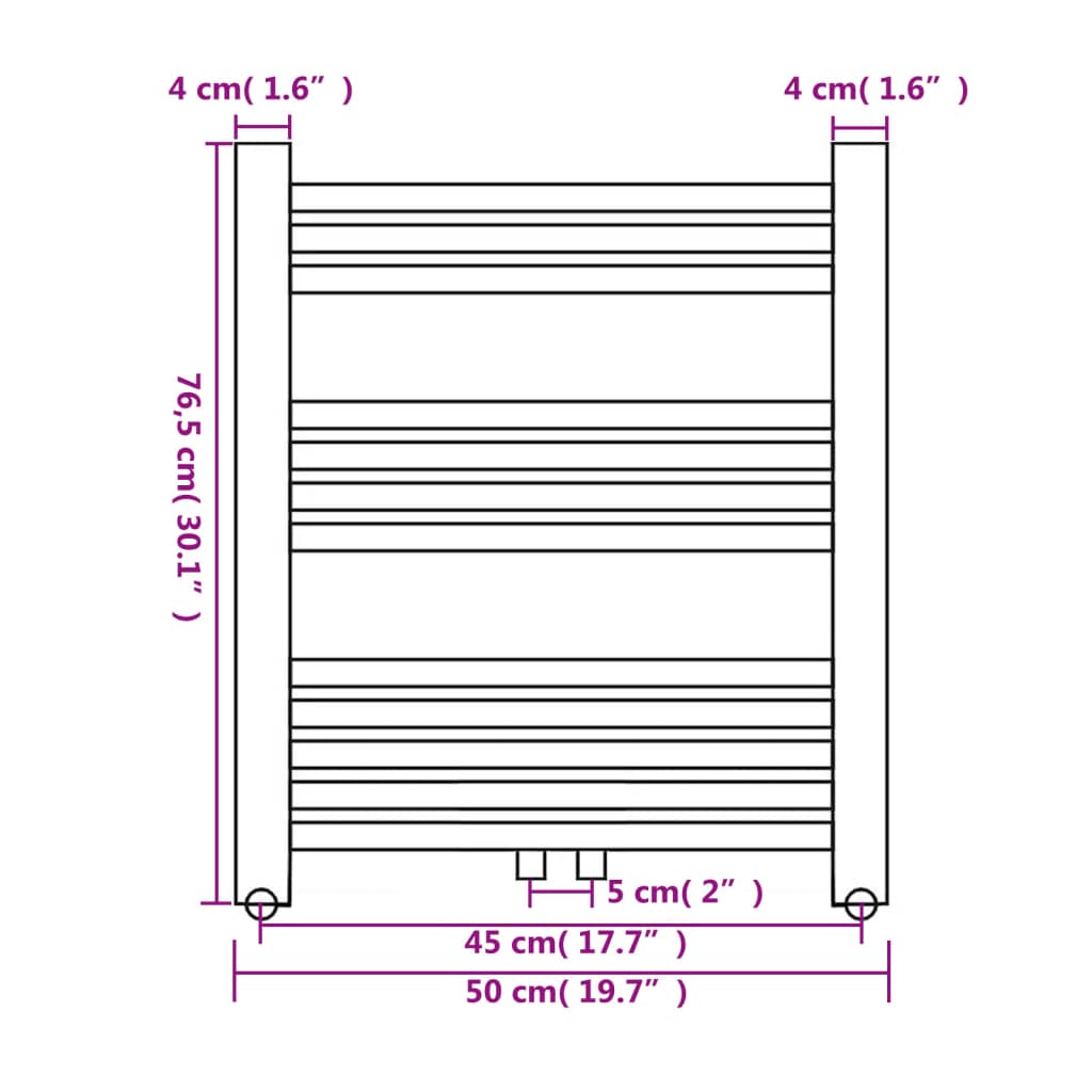 Radiatore Centrale Portasciugamano Dritto 500 x 764 mm - homemem39