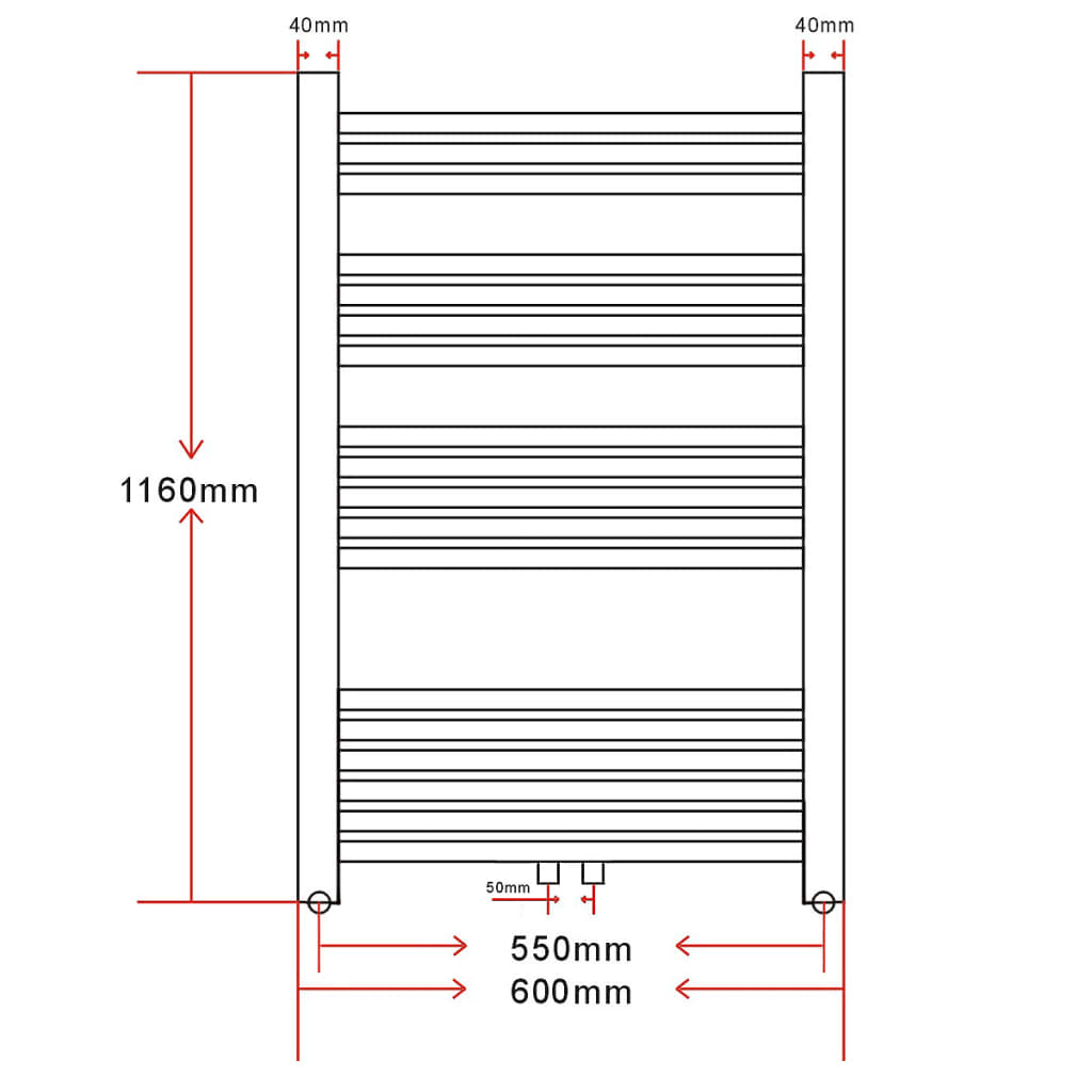 Portasciugamano Radiatore Riscaldamento Centrale Dritto 600x1160 mm - homemem39