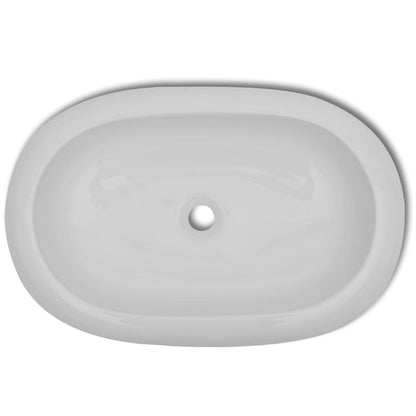 Lavello Bianco in Ceramica di Lusso Ovale 63 x 42 cm - homemem39