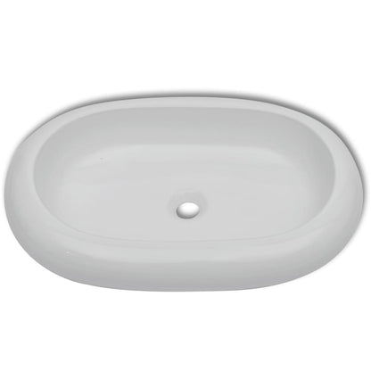 Lavello Bianco in Ceramica di Lusso Ovale 63 x 42 cm - homemem39