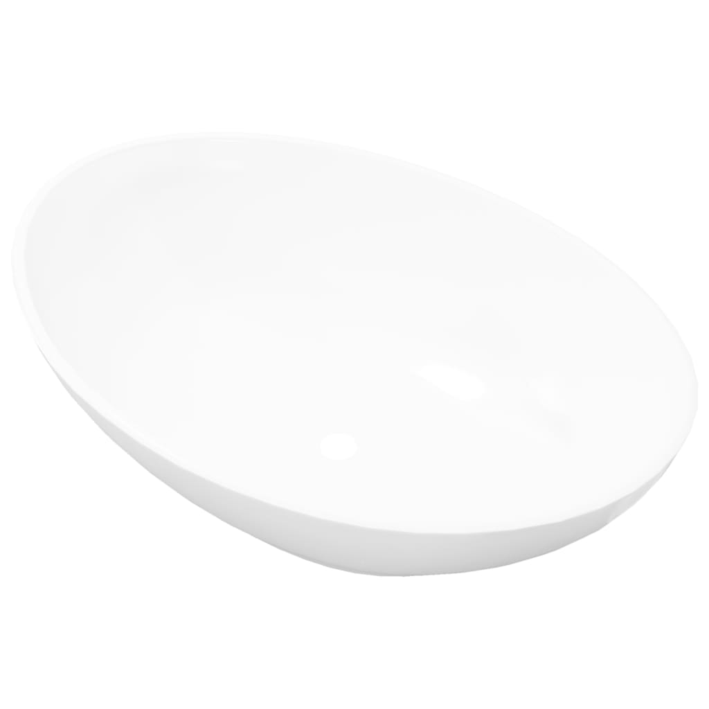 Lavello in Ceramica di Lusso Bianco Ovale 40 x 33 cm - homemem39