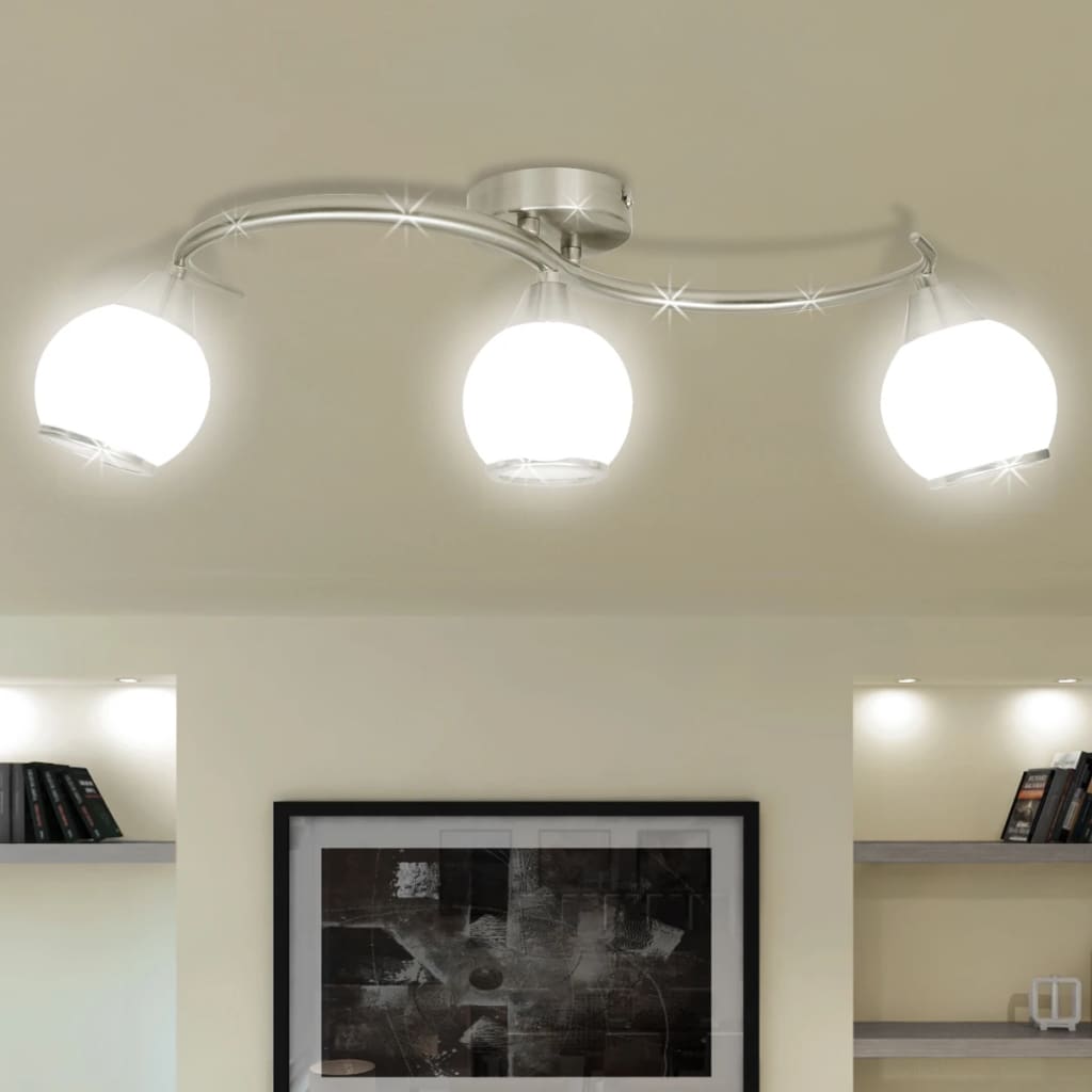 Lampada Soffitto Paralumi Vetro Tubi a Onda per 3 Lampadine E14 - homemem39