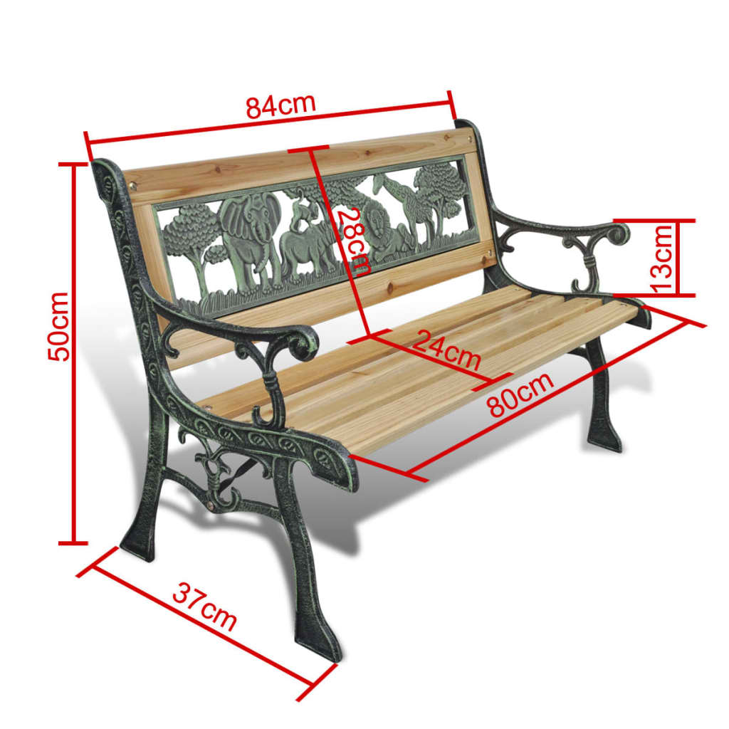 Panchina da Giardino per Bambini 84 cm in Legno - homemem39