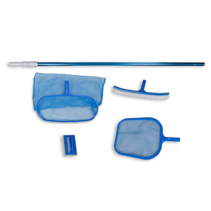 Set pulizia piscina spazzola 2 schiumatoi foglie 1 palo telescopico - homemem39