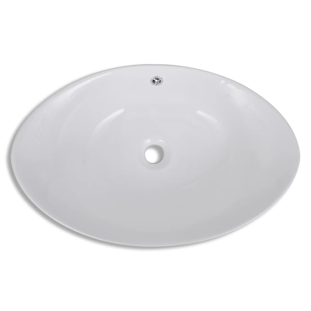 Lavello Ovale in Ceramica di Lusso con Troppopieno 59 x 38,5 cm - homemem39