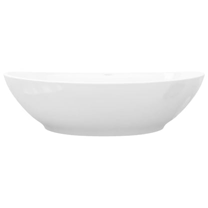 Lavabo Ceramica Lusso Ovale Foro di Scarico e Foro Rubinetto - homemem39