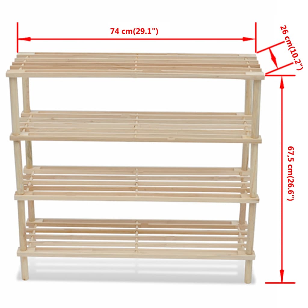 Scarpiere a 4 Livelli 2 pz in Legno Massello di Abete - homemem39